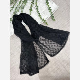 شال تور مشکی وارداتی لبه کار دانتل دوزی شده