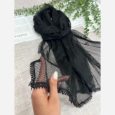شال تور مشکی وارداتی لبه کار دانتل دوزی شده